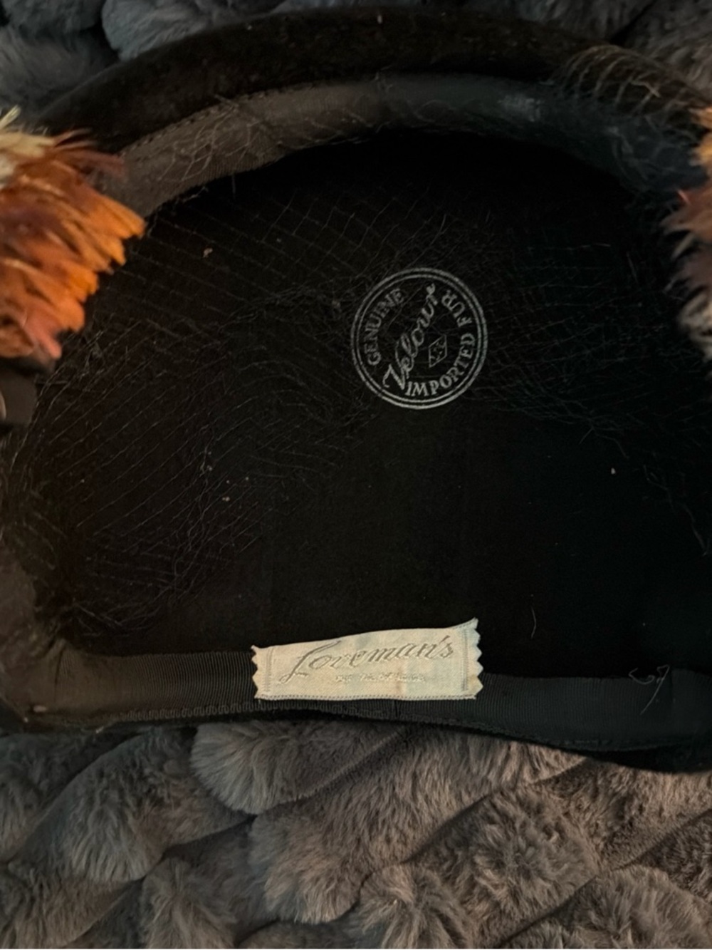 Vintage Wool and Pheasant Feather hat 1940’s